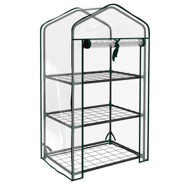Estufa de Jardim de 3 Níveis Estufa de Terraço com 3 Prateleiras para Cultivo de Plantas Flores 59x39x127 cm Transparente