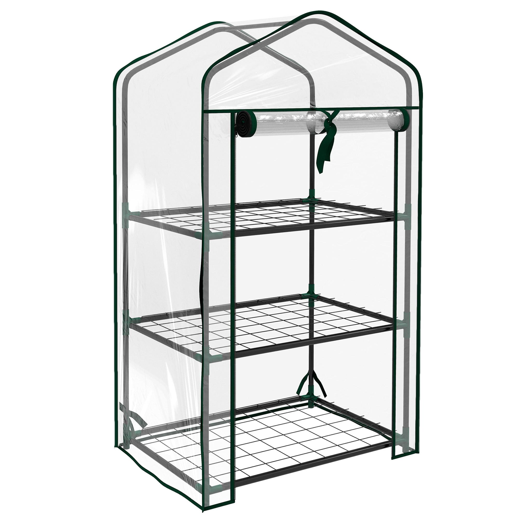 Estufa de Jardim de 3 Níveis Estufa de Terraço com 3 Prateleiras para Cultivo de Plantas Flores 59x39x127 cm Transparente