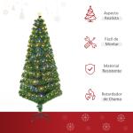 Árvore de Natal 180 cm Árvore de Natal Artificial com Luzes LED Fibra Óptica 230 Ramos de PVC e Suporte Metálico Ø82x180 cm Verde