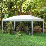 Tenda Dobrável 585x295x270 cm Tenda de Jardim com 6 Mosquiteiros Bolsa de Transporte e Estrutura de Aço Cinza