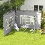 2 Paredes Laterais para Tenda de 3x3 / 3x4 m 295x195 cm Parede de Substituição de Tecido Oxford para Tendas Dobráveis Cinzento Claro