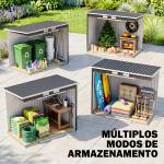 Abrigo de Jardim 213x130x173 Abrigo de Exterior de Aço Galvanizado com Porta Corredeira para Armazenamento Cinza Escuro