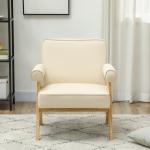 Poltrona Sala de Estar Poltrona Nórdica Poltrona Estofada em PU com Apoio para os Braços 73x70x80 cm Creme