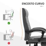 Cadeira de Escritório Giratória Reclinável com Altura Ajustável e Apoio para os Pés Retrátil 68x67x106 - 114 cm Cinza