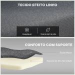 Sofá Cama Individual Dobrável com Encosto Ajustável em 5 Níveis Almofada e Estofado de Linho Sintético 75x70x75 cm Cinzento