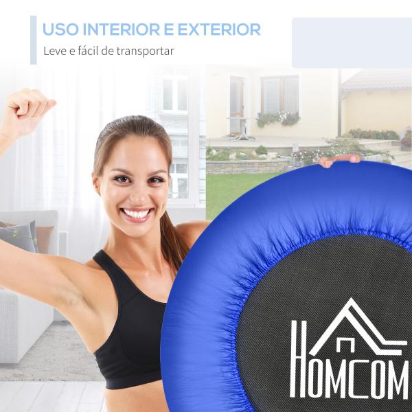 Trampolim Fitness Ø81cm Trampolim de Aço com Borda Protetora e 28 Molas para Exercícios em Interior E Exterior Carga 100kg 81x81x22,5cm Preto e Azul