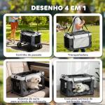 Carrinho para Animais de Estimação Carrinho para Cães Dobrável com Compartimento Desmontável 4 Portas 81x58x97,5 cm Cinza