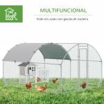 Galinheiro para Exterior para 6 - 12 Galinhas de Aço Galvanizado com Teto de Tecido Oxford 2,8x3,8x1,97m Prata