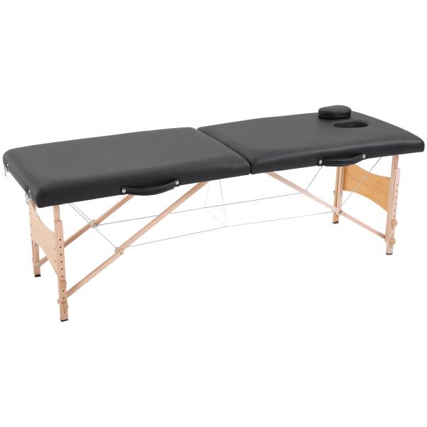 Marquesa de Massagem Dobrável Portátil com Apoio para a Cabeça Altura Ajustável e Bolsa de Transporte 186x60x58 - 81 cm Preto