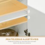 Armário de Cozinha com 4 Portas Bandeja Amovível Prateleira Ajustável Gaveta e Bancada para Micro - Ondas 70x40x180 cm Branco