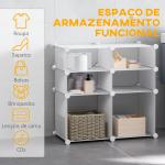 Armário Modular de Plástico Armário Modular com 6 Cubos Organizador de Roupas Sapatos Brinquedos 75x37x73cm Branco