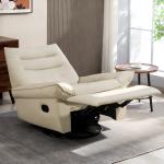 Poltrona Relax Reclinável Manual Giratória Função Baloiço Estofada em PU Reclinável até 135º 97x94x98 cm Creme