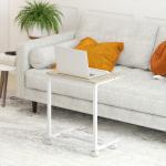 Mesa Auxiliar com Rodas Altura Ajustável Superfície Inclinável e Estrutura de Metal 55x36x62,5 - 82,5 cm Madeira