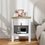 Mesa de Cabeceira Moderna Mesa de Cabeceira com 1 Gaveta Compartimento Aberto Puxador de PU 45x40x55 cm Branco