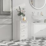 Armário Auxiliar Casa de Banho com 3 Gavetas Móvel de Armazenamento para Casa de Banho Dormitório 29,8x29,8x68,5 cm Branco