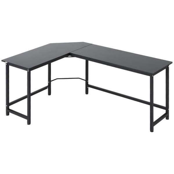 Secretária de Canto Mesa de Computador em Forma de L com Estrutura de Aço 168x120x75cm Preto