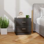 Mesa de Cabeceira Moderna com 2 Gavetas para Sala Quarto Capacidade 30 kg 45x39,5x49 cm Preto