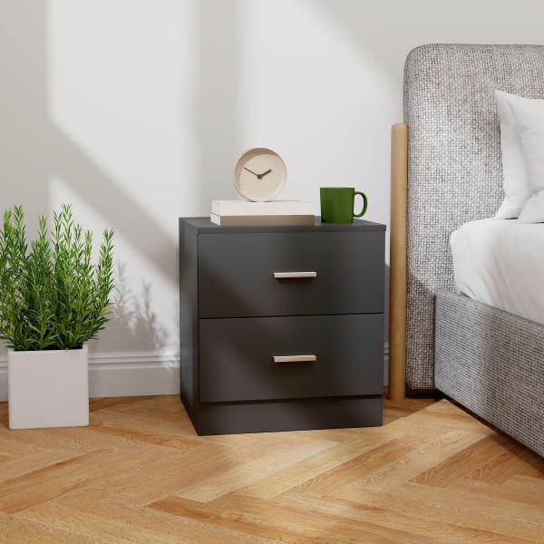 Mesa de Cabeceira Moderna com 2 Gavetas para Sala Quarto Capacidade 30 kg 45x39,5x49 cm Preto