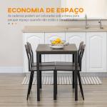 Conjunto de Mesa e Cadeiras de Refeição Mesa de Cozinha Retangular com 4 Cadeiras Estilo Moderno Castanho Escuro e Preto
