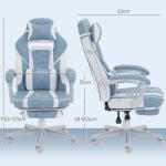 Cadeira Gaming Cadeira de Escritório Reclinável Apoio para os Pés Retrátil Suporte Lombar e Almofada para a Cabeça 63x63x115,5 - 123 cm Azul