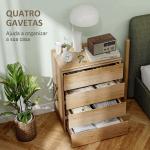 Cómoda de 4 Gavetas para Quarto Moderna Design sem Puxadores para Sala de Jantar Entrada 60x40x80 cm Madeira