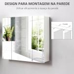 Armário de Casa de Banho com 3 Portas com Espelho Armário de Parede com Prateleiras Internas Ajustáveis 70x15x60 cm Branco