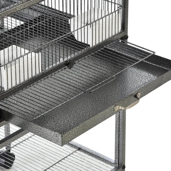 Gaiola de pássaro pequeno com 2 bandejas 4 alimentadores 4 poleiros 95x45,5x102 cm