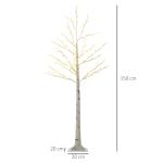 Árvore Sintética Altura 150cm com 120 Luzes LED IP44 Ajustável em 3 Modos Ramos Flexíveis 20x20x150cm Branco