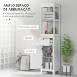 Coluna Casa de Banho Móvel Casa de Banho com Gaveta Porta Prateleira Ajustável e 2 Compartimentos 40x30x165 cm Branco