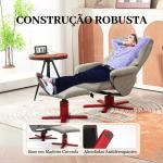 Poltrona Reclinável com Apoio para os Pés Estofada em Tecido Técnico Estrutura de Madeira Função Basculante Cinzento