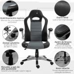 Cadeira de escritório ergonômica Altura ajustável apoio de Braço dobrável com 5 rodas Carga 120 kg 65x69x112 - 122 cm cinza