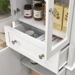 Armário de Cozinha Móvel Auxiliar de Cozinha com 2 Portas de Vidro Gaveta e Prateleiras Ajustáveis 61x35x168,5 cm Branco