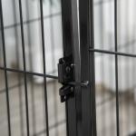 Parque para Animais de Estimação Retangular Gaiola para Cães 4 Paineis de Metal com Porta e Dupla Fechadura Cerca de Treinamento 129x84x70cm Preto