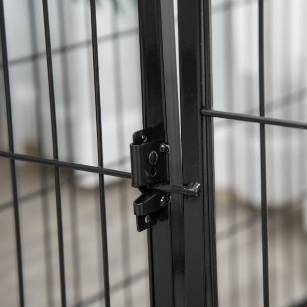 Parque para Animais de Estimação Retangular Gaiola para Cães 4 Paineis de Metal com Porta e Dupla Fechadura Cerca de Treinamento 129x84x70cm Preto