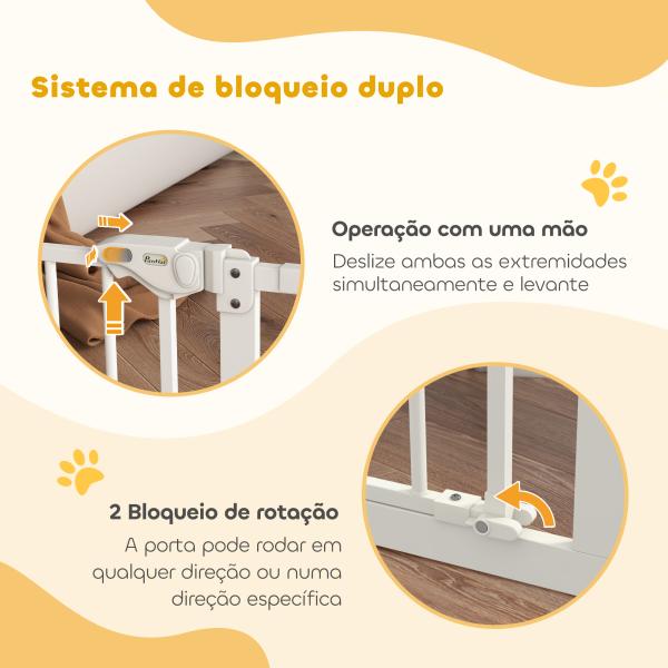 Barreira de Segurança Extensível para Portas e Escadas com Fechamento Automático e Sistema de Duplo Bloqueio 74 - 147,5x76,2 cm Branco