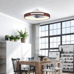 Ventilador de Teto com Luz LED 40 W Motor DC Reversível Comando à Distância 6 Velocidades 3 Cores Temporizador Teca