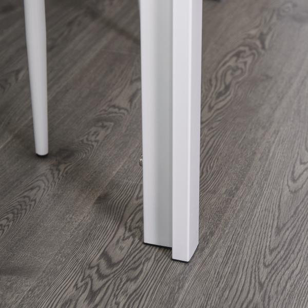 Conjunto de Refeição com Mesa Retangular de Vidro Temperado e 4 Cadeiras Estofadas em PU com Pés de Metal Branco