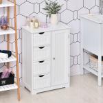 Armário Casa de Banho Móvel Auxiliar Organizador Moderno de Madeira com 1 Armário e Gavetas 56x30x83 cm Branco