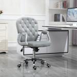 Cadeira de Escritório Estofada em Veludo Cadeira Giratória com Altura Ajustável e Decorações de Cristal 59,5x60,5x95 - 105 cm Cinzenta