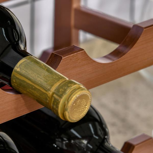 Suporte para 16 Garrafas de Bambu Prateleira para Garrafas de Vinho de 4 Níveis 43x23,5x38cm Marrom