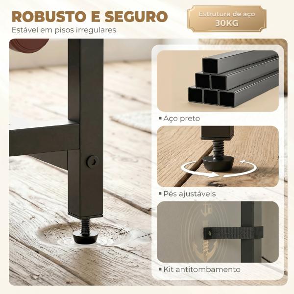 Móvel de Bar para Vinhos com Suporte de Copos e Gaveta Garrafeira para 12 Garrafas com Prateleira Aberta Castanho Rústico