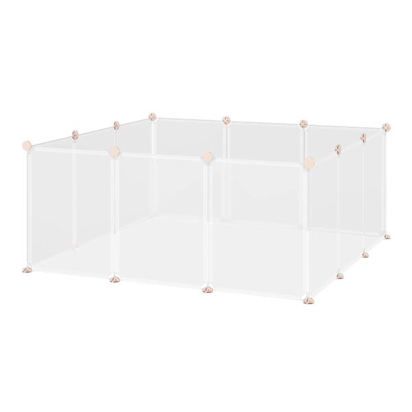 Recinto para Pequenos Animais Modular de Metal com 12 Painéis e 24 Conectores para Coelhos Porquinhos da Índia 105x105x45 cm Branco