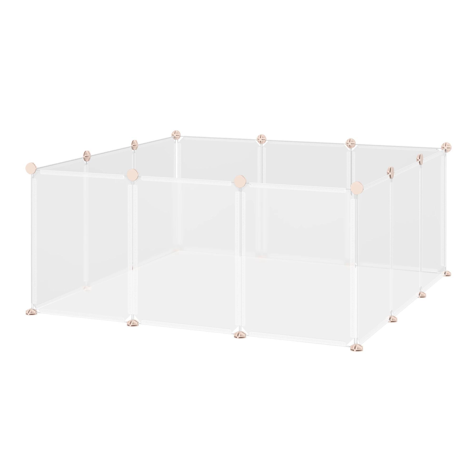 Recinto para Pequenos Animais Modular de Metal com 12 Painéis e 24 Conectores para Coelhos Porquinhos da Índia 105x105x45 cm Branco