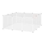 Recinto para Pequenos Animais Modular de Metal com 12 Painéis e 24 Conectores para Coelhos Porquinhos da Índia 105x105x45 cm Branco