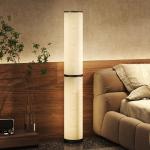 Candeeiro de Pé Moderno Candeeiro de Sala com Brilho Temperaturas de Cor Ajustáveis 3000K - 6000K Controle Remoto Magnético Temporizador para Quarto Escritório Decoração Ø20x135 cm Bege