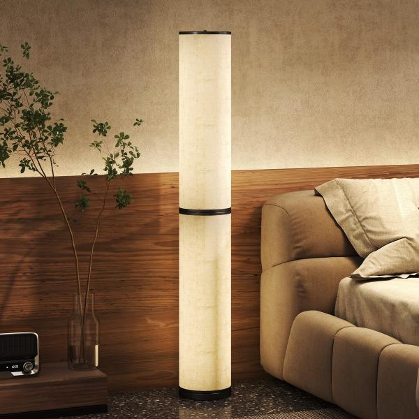 Candeeiro de Pé Moderno Candeeiro de Sala com Brilho Temperaturas de Cor Ajustáveis 3000K - 6000K Controle Remoto Magnético Temporizador para Quarto Escritório Decoração Ø20x135 cm Bege
