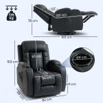Poltrona de Massagem Reclinável até 145° com 8 Pontos de Massagem por Vibração Função de Aquecimento 82x99x103 cm Preto
