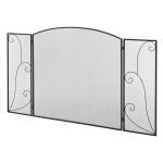 Frente para Lareira de 3 Painéis Dobrável com Dobradiças Estrutura Metálica e Malha Decorativa 132,5x76,5cm Preto