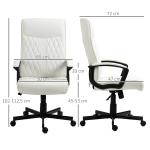 Cadeira de Escritório Giratória 360° com Encosto Alto Altura Ajustável e Função de Inclinação 65x65x102 - 112,5cm Branco creme