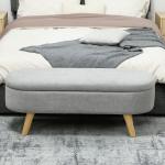Banco para Pé de Cama Banco de Armazenamento com Pés de Madeira e Assento Acolchoado 110x40x43 cm Cinzento